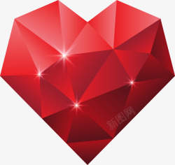 红色精美爱心宝石矢量图素材