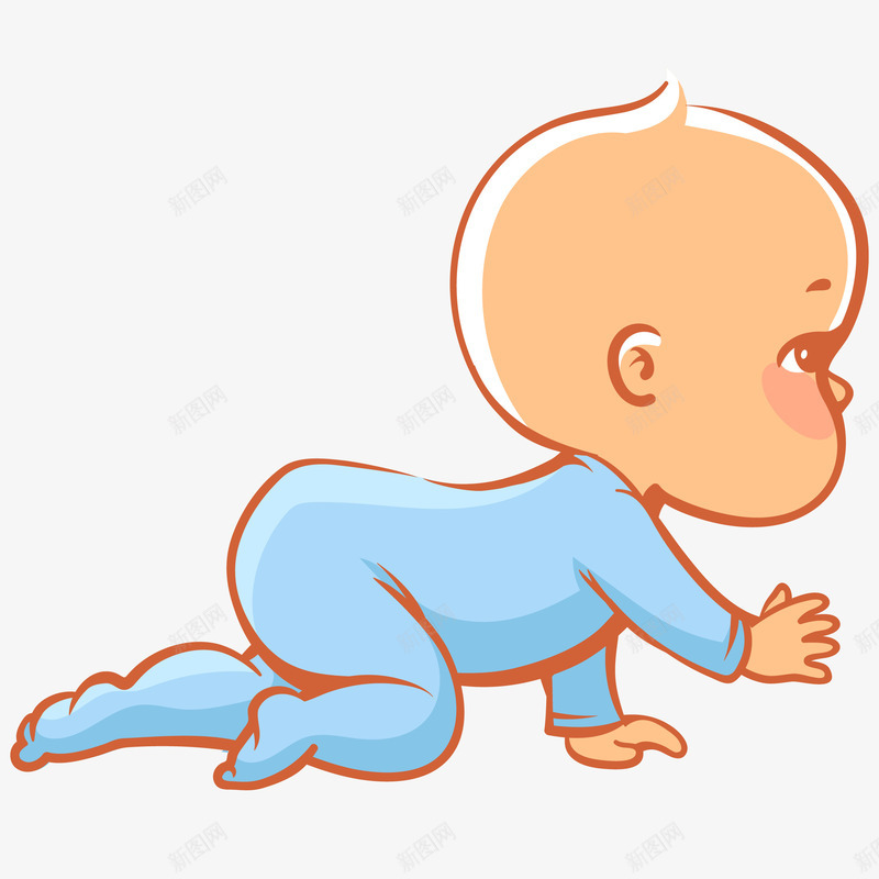 宝宝在地上爬插画矢量图ai免抠素材_新图网 https://ixintu.com 可爱的宝宝 宝宝 宝宝在地上爬插画 幼儿 母婴 蓝色 矢量图
