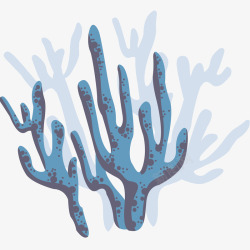 海底世界插画水彩蓝色珊瑚插画矢量图高清图片