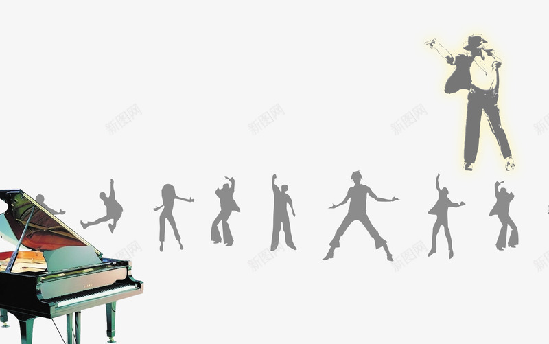 艺术培训人物剪影png免抠素材_新图网 https://ixintu.com 人物剪影 艺术舞蹈 跳舞 钢琴