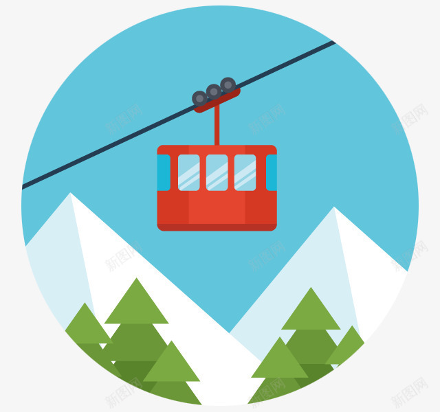 雪山滑雪场缆车png免抠素材_新图网 https://ixintu.com 娱乐 滑雪 滑雪场 电缆车 缆车 雪山