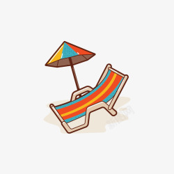 遮阳伞和沙滩躺椅素材