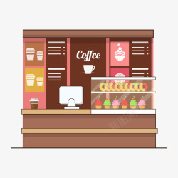 店铺收银台简约手绘咖啡甜品店装饰插画矢量图高清图片