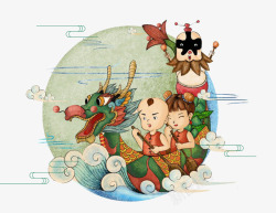 中国传统插画端午节中国传统习俗赛龙舟装饰插高清图片