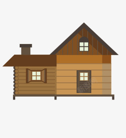 森林小屋手绘卡通棕色房子别墅高清图片
