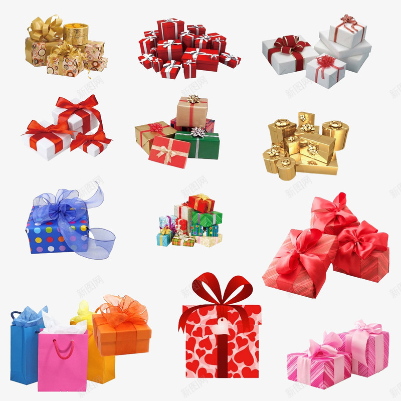 礼物堆合集png免抠素材_新图网 https://ixintu.com 免费png素材 礼物 礼物堆