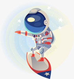 滑水卡通创意玩滑板宇航员人物插画高清图片