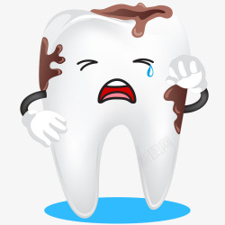 蛀牙哭泣的牙齿卡通插画矢量图高清图片