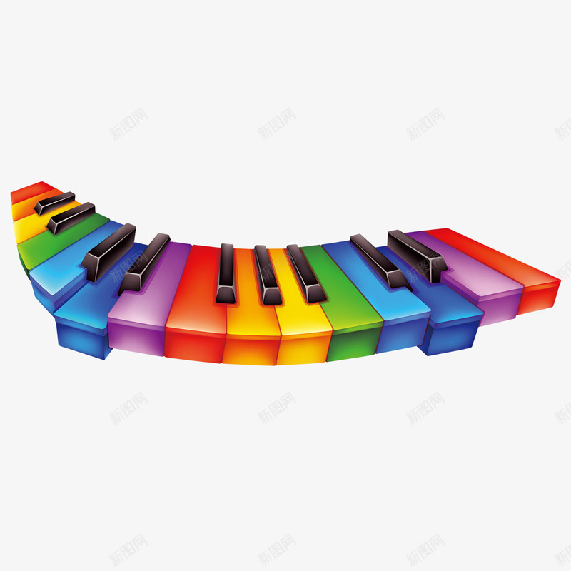 彩虹钢琴键装饰图案png免抠素材_新图网 https://ixintu.com 图案 彩虹 装饰 设计 钢琴键