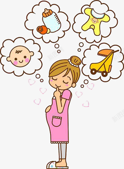 卡通手绘孕妇png免抠素材_新图网 https://ixintu.com 卡通 女人 奶瓶 婴儿 孕妇 怀孕 手绘 插画