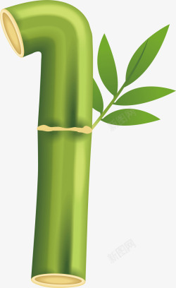 大写字母A清新绿色竹子艺术字母素材