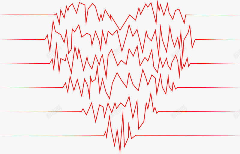 简约心电图元素矢量图eps免抠素材_新图网 https://ixintu.com 婚庆元素 心电图 情人节元素 浪漫 红色 跳跃 矢量图