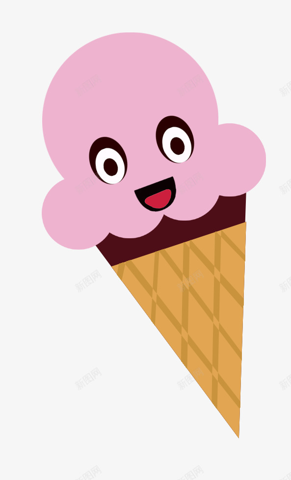 卡通笑脸冰淇淋png免抠素材_新图网 https://ixintu.com 冰淇淋 卡通 可爱 笑脸