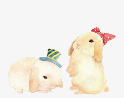 萌萌的小兔子动物手绘插画高清图片