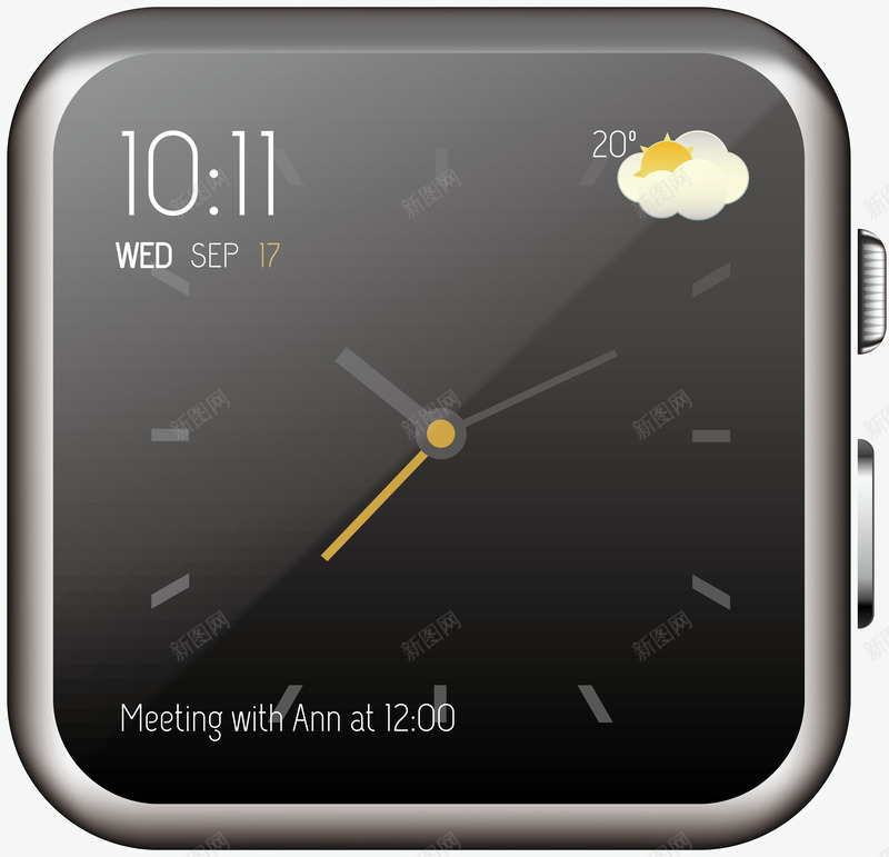 APP手表矢量图ai免抠素材_新图网 https://ixintu.com 天气 手表 时间 矢量图