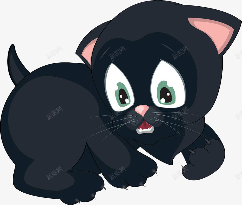 趴着转头的黑色小猫png免抠素材_新图网 https://ixintu.com 动物 卡通 宠物 小猫 小猫咪 猫 猫咪 猫咪胡子 胡子 胡须 趴着 转头
