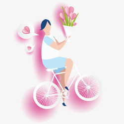 粉色单车男士骑单车表白插画矢量图高清图片