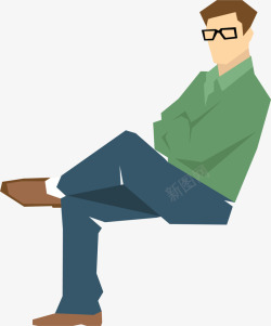 文艺范艺术字人物插画坐着的男人高清图片