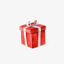 红色手绘氢气球庆祝水彩手绘生日礼物礼盒高清图片