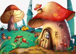 红色蘑菇屋蘑菇城堡高清图片