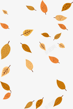 手绘秋天树叶插画装饰图案矢量图素材