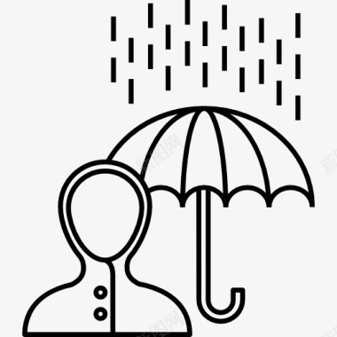 下雨天油布伞图标图标
