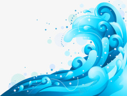 海洋装饰风格纹样渐变蓝色海浪高清图片