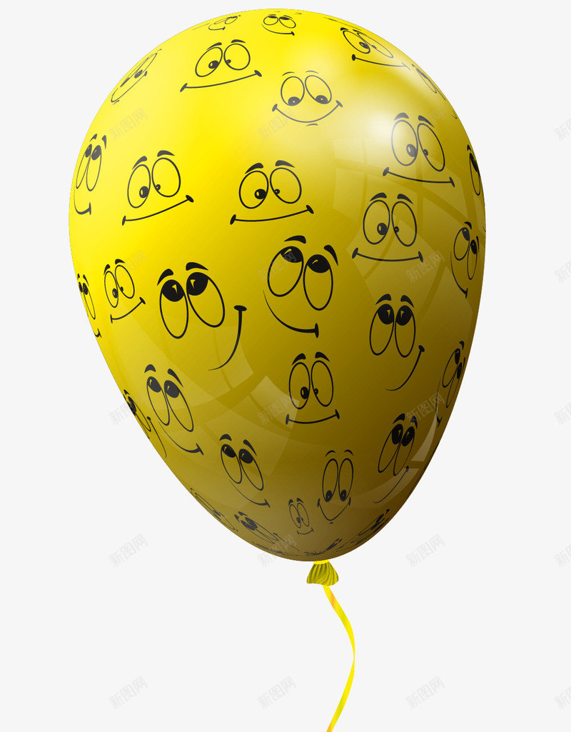 黄色卡通笑脸气球png免抠素材_新图网 https://ixintu.com 免抠PNG 卡通 气球 漂浮 笑脸 装饰图案 黄色