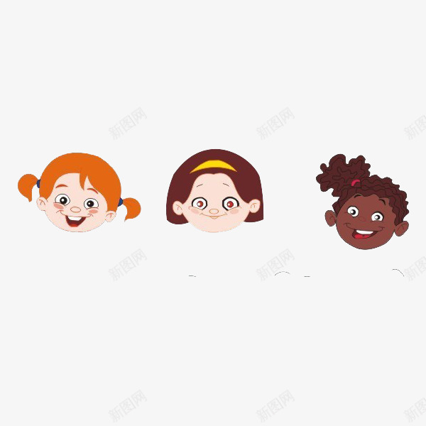 微笑的三个小女孩png免抠素材_新图网 https://ixintu.com 卡通 可爱 女孩 小孩 小孩笑脸 开心 微笑 手绘 高兴