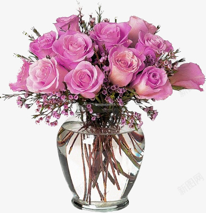 紫色的花和花瓶png免抠素材_新图网 https://ixintu.com 情人节 春 浪漫 花束