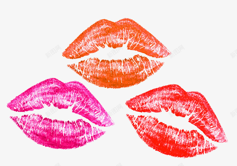 彩色性感唇印png免抠素材_新图网 https://ixintu.com 唇印素材 性感元素 情人节素材 粉色 紫色 红色