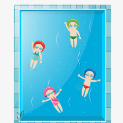 韩版插画卡通游泳海报高清图片