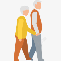 散步的夫妻老年夫妻散步插画矢量图高清图片