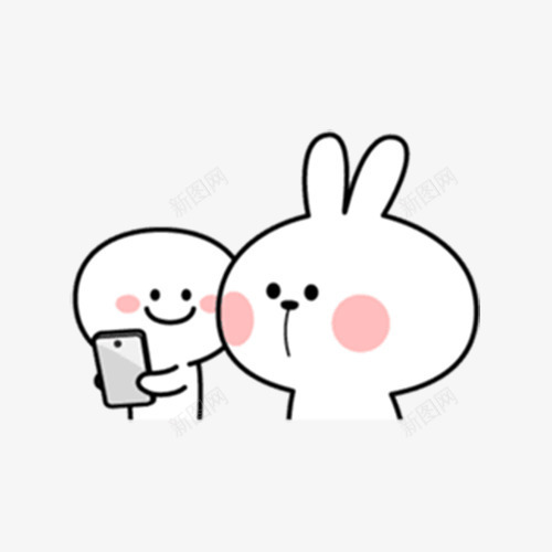 迷你兔子图标png_新图网 https://ixintu.com 卡通 卡通人物 图标 彩绘 手绘 插画 玩手机 表情包 迷你兔子