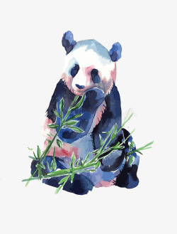 水彩熊猫素材