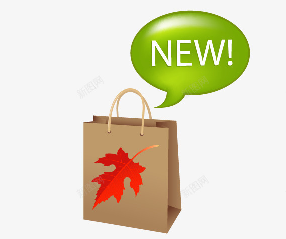 秋季树叶促销标签图标png_新图网 https://ixintu.com 促销标签标识树叶新品包