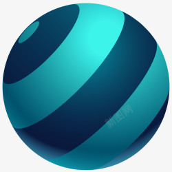 AI插画素材蓝色条纹小球立体插画矢量图高清图片