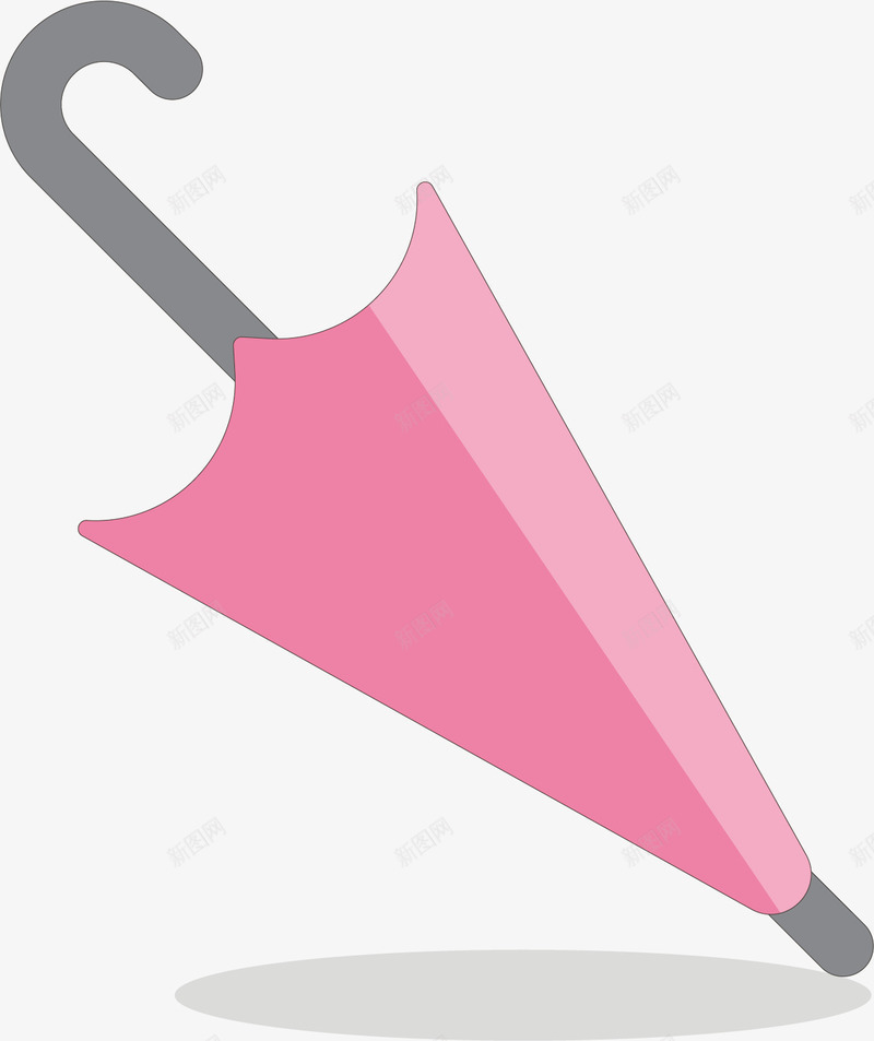 一个粉色的雨伞矢量图ai免抠素材_新图网 https://ixintu.com 卡通 手柄 白色 白色背景 粉色 雨伞 黑色 矢量图