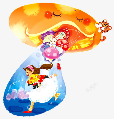 蘑菇仙子png免抠素材_新图网 https://ixintu.com 儿童 儿童插画 卡通 卡通人物 卡通动物 女孩 插画 故事 梦幻 童话 童话森林 蘑菇