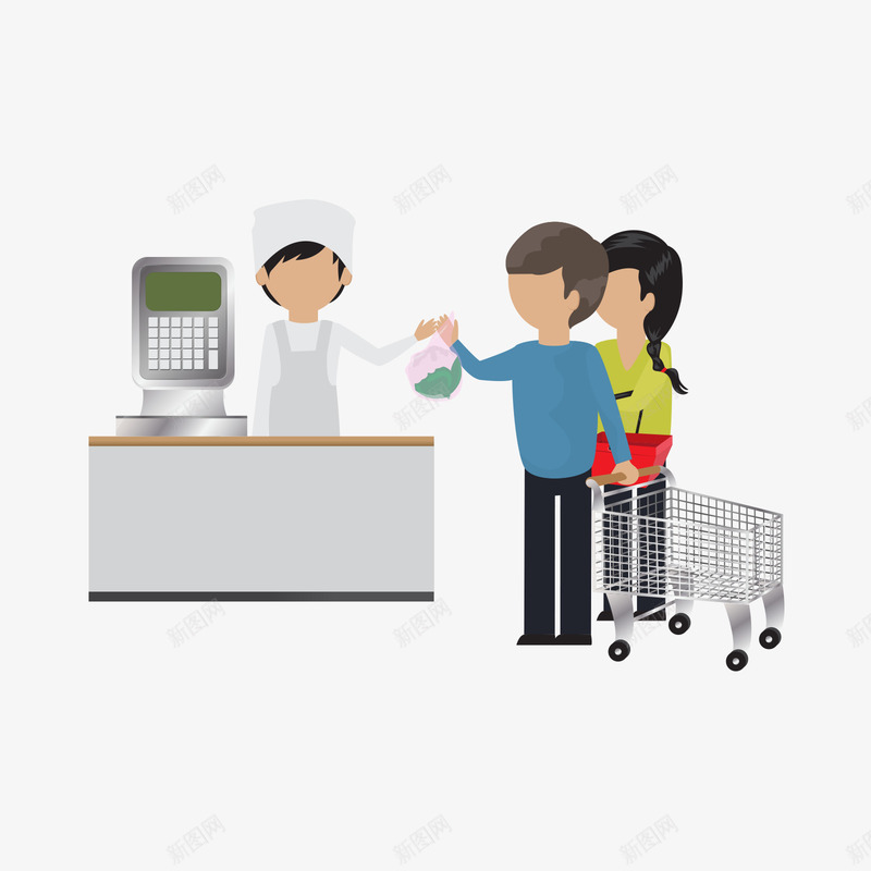 超市收银台png免抠素材_新图网 https://ixintu.com 手绘 收银台 超市