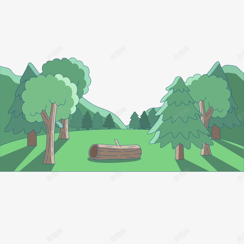 卡通森林的风景png免抠素材_新图网 https://ixintu.com 卡通 木头 树木 森林 植物 绿色 风景