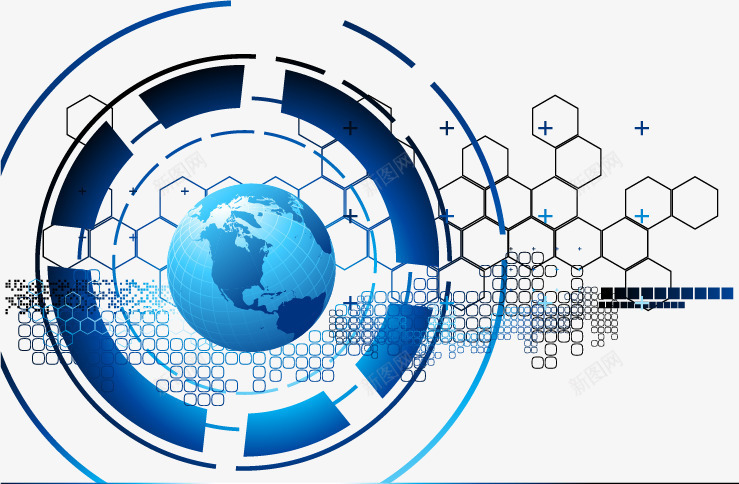 科技元素蓝色球蜂窝块地球矢量图ai免抠素材_新图网 https://ixintu.com 地球 炫酷 科技元素 蓝色球 蜂窝块 矢量图