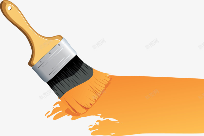 手绘油漆刷png免抠素材_新图网 https://ixintu.com 橙色 油漆 漆刷 装潢