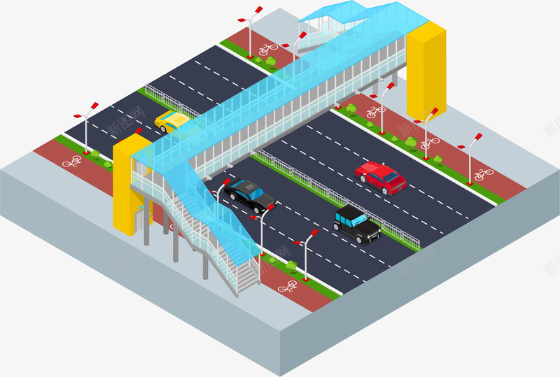 卡通手绘城市建设立体插画png免抠素材_新图网 https://ixintu.com 25D立体插画 卡通房子 城市建设 建筑 扁平化 立体 立体建筑 道路 高楼