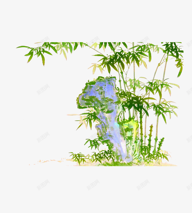 手绘竹子png免抠素材_新图网 https://ixintu.com 叶子 手绘画 矢量装饰 竹子 装饰