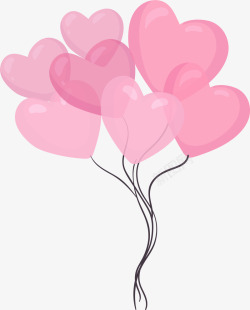 一串气球情人节粉色爱心气球高清图片