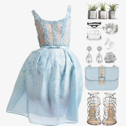 浅蓝色连衣裙和鞋子素材
