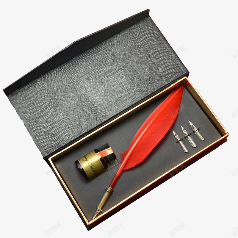 商务套装钢笔墨水png免抠素材_新图网 https://ixintu.com 商务套装 墨水 红色钢笔 羽毛笔