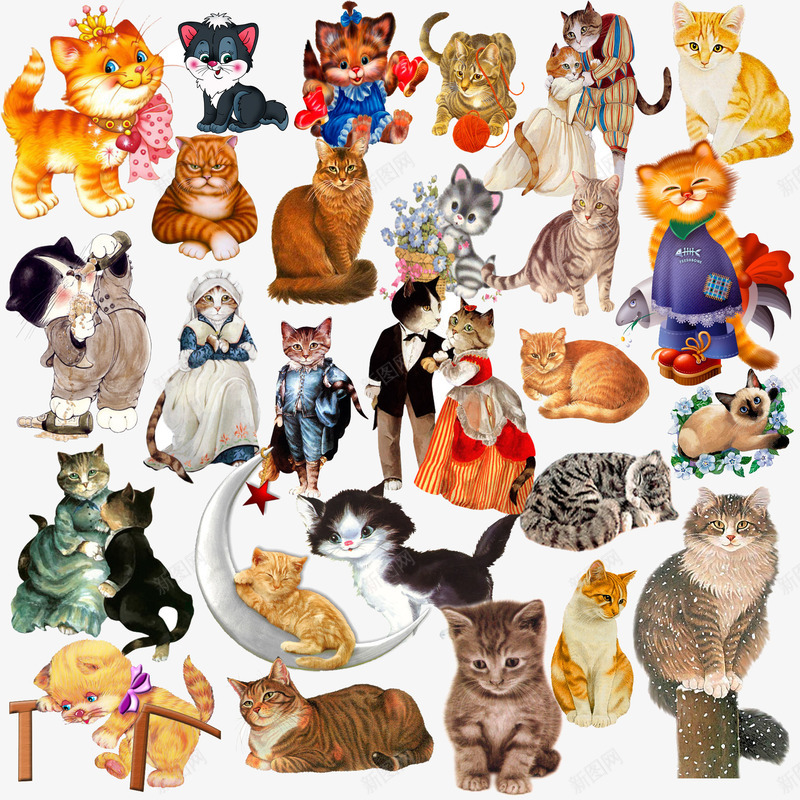 卡通小猫片psd免抠素材_新图网 https://ixintu.com 动物 卡通图片 可爱 猫咪