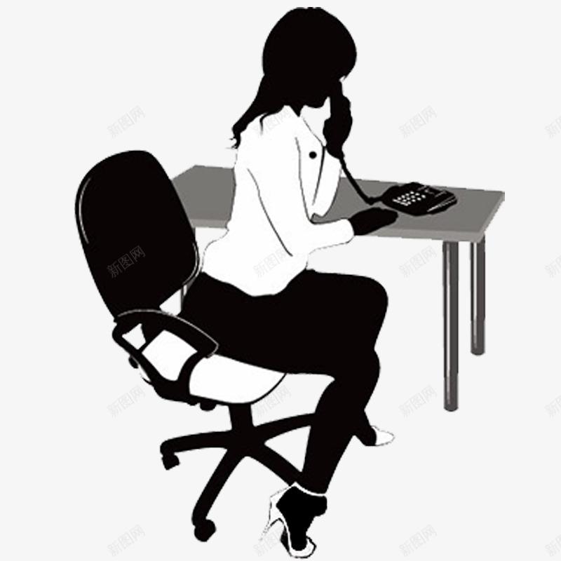 坐在椅子上打电话的女人png免抠素材_新图网 https://ixintu.com 办公 坐在椅子上 坐在椅子上的人 打电话 长发美女